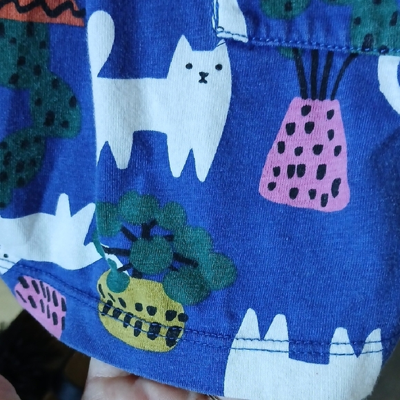 Hanna Andersson Cotton Blue Cat And Plants Print Dress - Picture 6 of 6